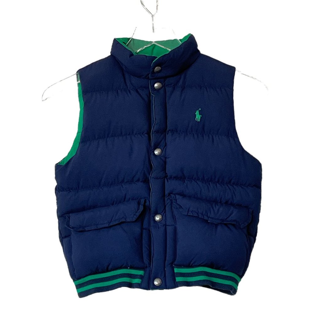 Polo Ralph Lauren Down Fill Green & Navy Reversible Boys Winter Puffer Vest 7